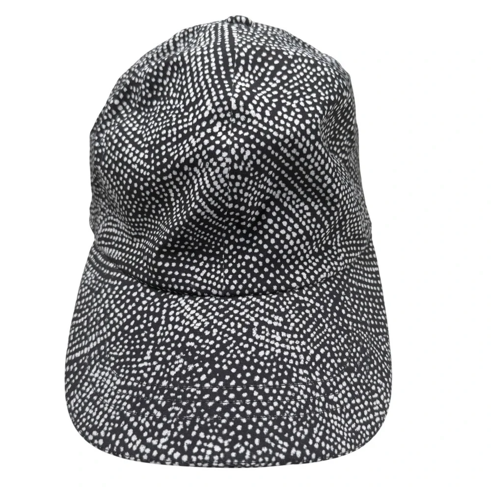 Lululemon Fast and Free Run Hat Black White Polka Dot OS Reflective Adjustable